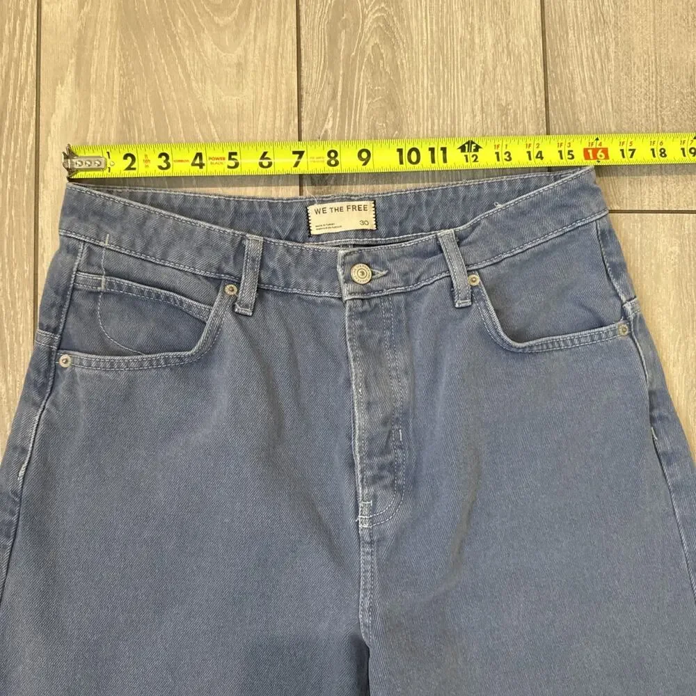 FREE PEOPLE We The Free Deep Trance Dropped Boyfriend Jeans Ocean Blue Size 30